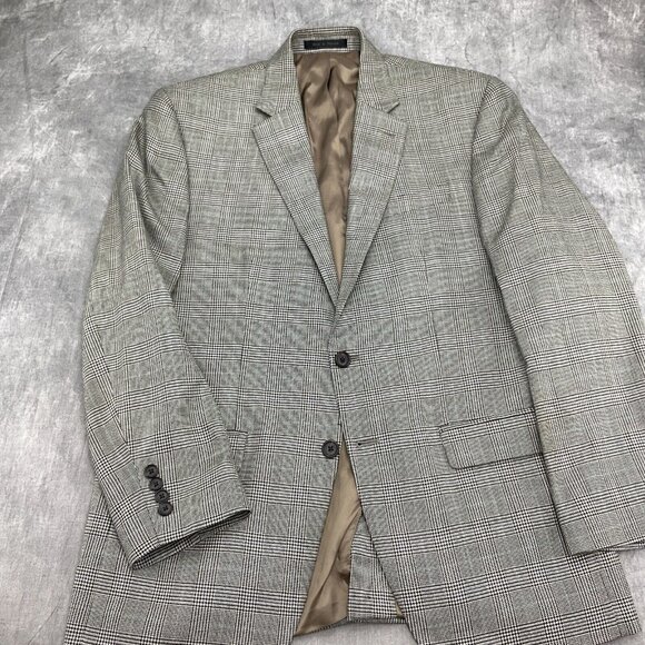 Lauren Ralph Lauren Blazer Men 40R Purple‎ Tan Prince Edward Plaid Silk Wool - Picture 2 of 14